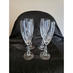 Set of 4 Zwiesel Glas Crystal Champagne Wine Flutes–8" Tall Elegant Twisted Stem